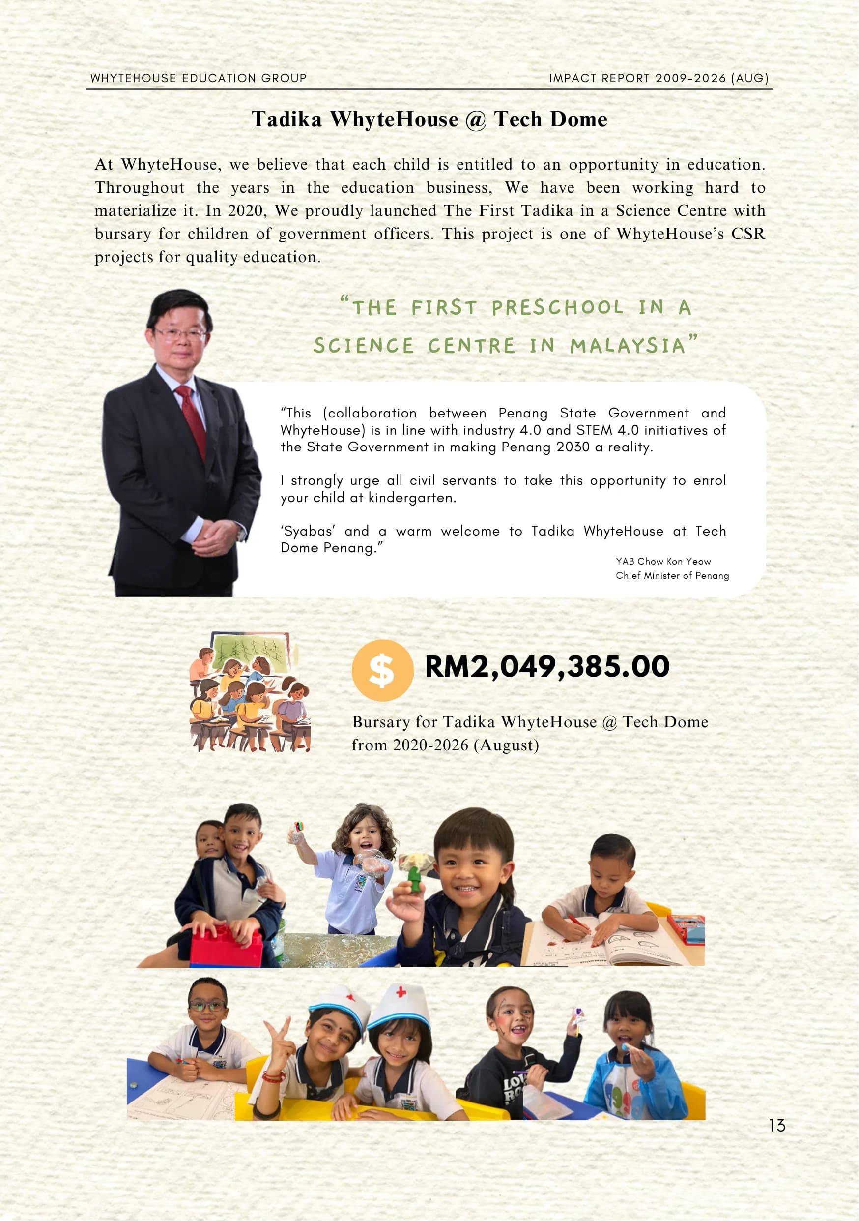 WhyteHouse Education Group Impact Report, page 13 of 24